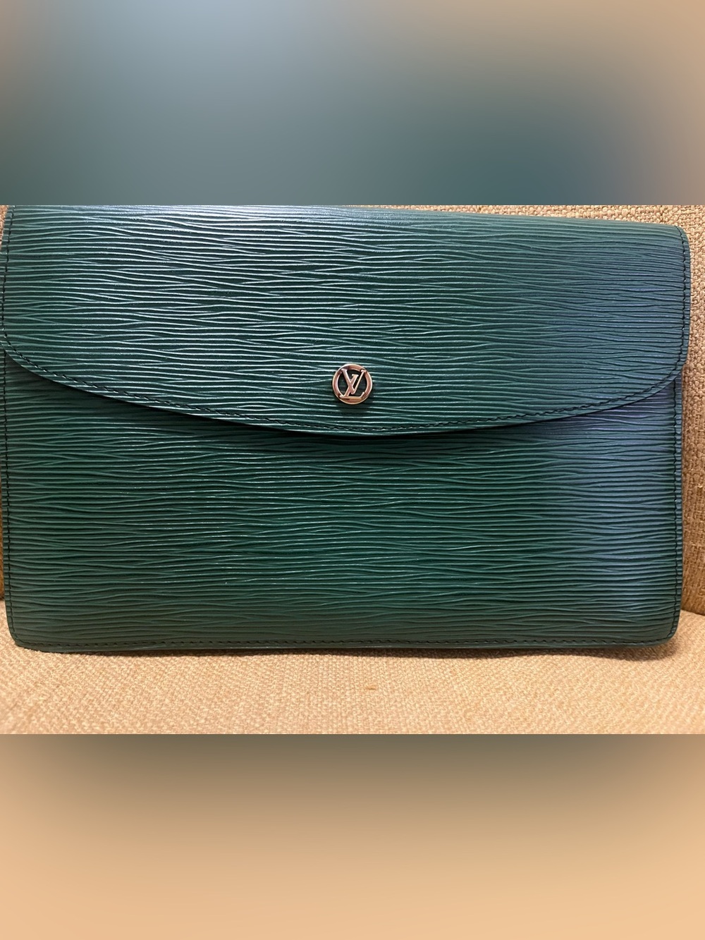 Louis Vuitton Green Epi Leather Envelope Clutch Vintage